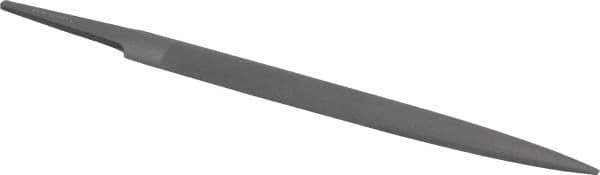 Grobet - 6" Standard Precision Swiss Pattern Half Round File - Double Cut, 19/32" Width Diam x 3/16" Thick, With Tang - Apex Tool & Supply