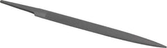 Grobet - 6" Standard Precision Swiss Pattern Half Round File - Double Cut, 19/32" Width Diam x 3/16" Thick, With Tang - Apex Tool & Supply