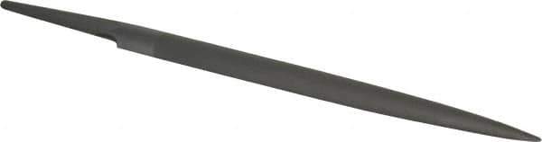 Grobet - 6" Standard Precision Swiss Pattern Half Round File - Double Cut, 19/32" Width Diam x 3/16" Thick, With Tang - Apex Tool & Supply