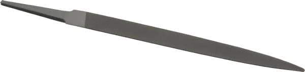 Grobet - 6" Standard Precision Swiss Pattern Half Round File - Double Cut, 19/32" Width Diam x 3/16" Thick, With Tang - Apex Tool & Supply