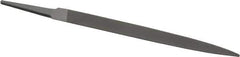 Grobet - 6" Standard Precision Swiss Pattern Half Round File - Double Cut, 19/32" Width Diam x 3/16" Thick, With Tang - Apex Tool & Supply