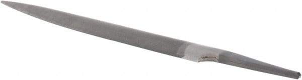 Grobet - 6" Standard Precision Swiss Pattern Half Round File - Double Cut, 19/32" Width Diam x 3/16" Thick, With Tang - Apex Tool & Supply