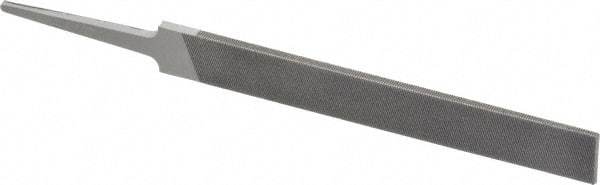 Grobet - 4" Standard Precision Swiss Pattern Hand File - Double Cut, 17/32" Width Diam x 1/8" Thick, With Tang - Apex Tool & Supply