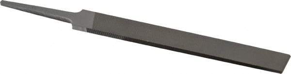 Grobet - 4" Standard Precision Swiss Pattern Hand File - Double Cut, 17/32" Width Diam x 1/8" Thick, With Tang - Apex Tool & Supply