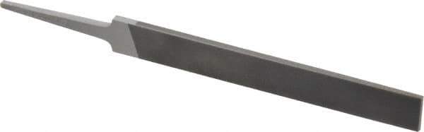 Grobet - 4" Standard Precision Swiss Pattern Hand File - Double Cut, 17/32" Width Diam x 1/8" Thick, With Tang - Apex Tool & Supply