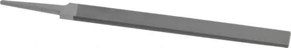 Grobet - 6" Standard Precision Swiss Pattern Hand File - Double Cut, 3/4" Width Diam x 5/32" Thick, With Tang - Apex Tool & Supply