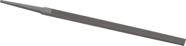 Grobet - 6" Standard Precision Swiss Pattern Narrow Pillar File - Double Cut, 3/8" Width Diam x 5/32" Thick, With Tang - Apex Tool & Supply