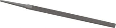 Grobet - 6" Standard Precision Swiss Pattern Narrow Pillar File - Double Cut, 3/8" Width Diam x 5/32" Thick, With Tang - Apex Tool & Supply