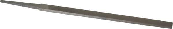 Grobet - 6" Standard Precision Swiss Pattern Narrow Pillar File - Double Cut, 3/8" Width Diam x 5/32" Thick, With Tang - Apex Tool & Supply