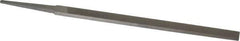Grobet - 6" Standard Precision Swiss Pattern Narrow Pillar File - Double Cut, 3/8" Width Diam x 5/32" Thick, With Tang - Apex Tool & Supply