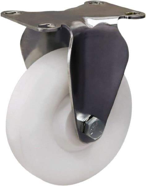 Hamilton - 4" Diam x 1-3/8" Wide x 5-1/8" OAH Top Plate Mount Rigid Caster - Polyolefin, 300 Lb Capacity, Plain Bore Bearing, 2-3/8 x 3-5/8" Plate - Apex Tool & Supply