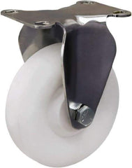 Hamilton - 4" Diam x 1-3/8" Wide x 5-1/8" OAH Top Plate Mount Rigid Caster - Polyolefin, 300 Lb Capacity, Plain Bore Bearing, 2-3/8 x 3-5/8" Plate - Apex Tool & Supply