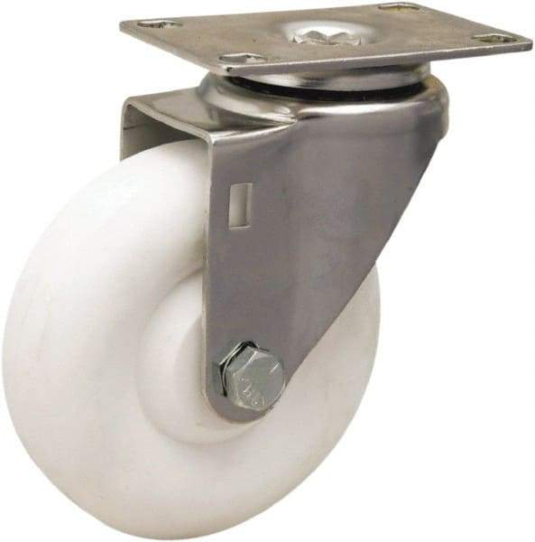 Hamilton - 4" Diam x 1-3/8" Wide x 5-1/8" OAH Top Plate Mount Swivel Caster - Polyolefin, 300 Lb Capacity, Plain Bore Bearing, 2-3/8 x 3-5/8" Plate - Apex Tool & Supply