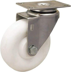 Hamilton - 4" Diam x 1-3/8" Wide x 5-1/8" OAH Top Plate Mount Swivel Caster - Polyolefin, 300 Lb Capacity, Plain Bore Bearing, 2-3/8 x 3-5/8" Plate - Apex Tool & Supply