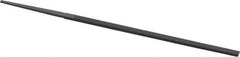 Grobet - 4" Standard Precision Swiss Pattern Narrow Pillar File - Double Cut, 5/32" Width Diam x 5/64" Thick, With Tang - Apex Tool & Supply