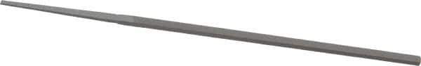 Grobet - 4" Standard Precision Swiss Pattern Narrow Pillar File - Double Cut, 5/32" Width Diam x 5/64" Thick, With Tang - Apex Tool & Supply