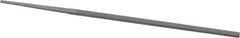 Grobet - 4" Standard Precision Swiss Pattern Narrow Pillar File - Double Cut, 5/32" Width Diam x 5/64" Thick, With Tang - Apex Tool & Supply