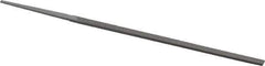Grobet - 4" Standard Precision Swiss Pattern Narrow Pillar File - Double Cut, 5/32" Width Diam x 5/64" Thick, With Tang - Apex Tool & Supply