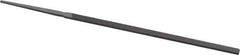 Grobet - 4" Standard Precision Swiss Pattern Narrow Pillar File - Double Cut, 5/32" Width Diam x 5/64" Thick, With Tang - Apex Tool & Supply