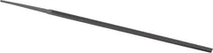 Grobet - 6" Standard Precision Swiss Pattern Narrow Pillar File - Double Cut, 13/64" Width Diam x 1/8" Thick, With Tang - Apex Tool & Supply
