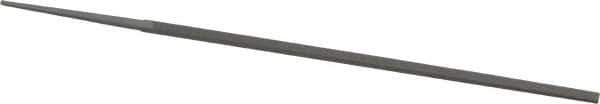 Grobet - 6" Standard Precision Swiss Pattern Narrow Pillar File - Double Cut, 13/64" Width Diam x 1/8" Thick, With Tang - Apex Tool & Supply