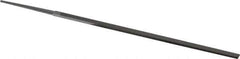 Grobet - 6" Standard Precision Swiss Pattern Narrow Pillar File - Double Cut, 13/64" Width Diam x 1/8" Thick, With Tang - Apex Tool & Supply