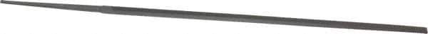 Grobet - 6" Standard Precision Swiss Pattern Narrow Pillar File - Double Cut, 13/64" Width Diam x 1/8" Thick, With Tang - Apex Tool & Supply