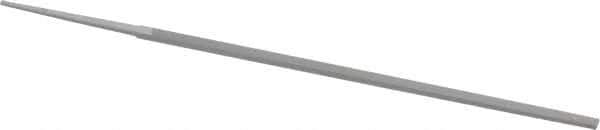 Grobet - 6" Standard Precision Swiss Pattern Narrow Pillar File - Double Cut, 13/64" Width Diam x 1/8" Thick, With Tang - Apex Tool & Supply