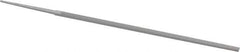 Grobet - 6" Standard Precision Swiss Pattern Narrow Pillar File - Double Cut, 13/64" Width Diam x 1/8" Thick, With Tang - Apex Tool & Supply