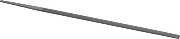 Grobet - 8" Standard Precision Swiss Pattern Narrow Pillar File - Double Cut, 9/32" Width Diam x 9/64" Thick, With Tang - Apex Tool & Supply