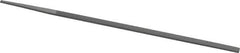 Grobet - 8" Standard Precision Swiss Pattern Narrow Pillar File - Double Cut, 9/32" Width Diam x 9/64" Thick, With Tang - Apex Tool & Supply