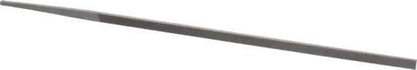 Grobet - 8" Standard Precision Swiss Pattern Narrow Pillar File - Double Cut, 9/32" Width Diam x 9/64" Thick, With Tang - Apex Tool & Supply