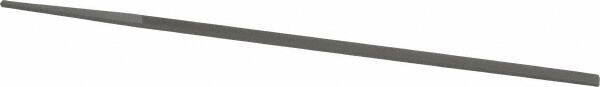 Grobet - 8" Standard Precision Swiss Pattern Narrow Pillar File - Double Cut, 9/32" Width Diam x 9/64" Thick, With Tang - Apex Tool & Supply