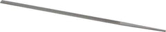 Grobet - 8" Standard Precision Swiss Pattern Narrow Pillar File - Double Cut, 9/32" Width Diam x 9/64" Thick, With Tang - Apex Tool & Supply