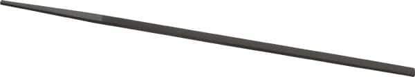 Grobet - 8" Standard Precision Swiss Pattern Narrow Pillar File - Double Cut, 9/32" Width Diam x 9/64" Thick, With Tang - Apex Tool & Supply