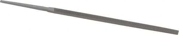 Grobet - 4" Standard Precision Swiss Pattern Narrow Pillar File - Double Cut, 3/16" Width Diam x 3/32" Thick, With Tang - Apex Tool & Supply