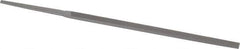 Grobet - 4" Standard Precision Swiss Pattern Narrow Pillar File - Double Cut, 3/16" Width Diam x 3/32" Thick, With Tang - Apex Tool & Supply