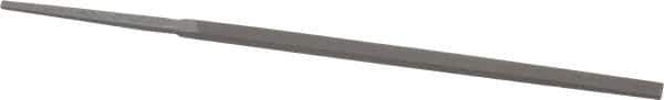 Grobet - 4" Standard Precision Swiss Pattern Narrow Pillar File - Double Cut, 3/16" Width Diam x 3/32" Thick, With Tang - Apex Tool & Supply