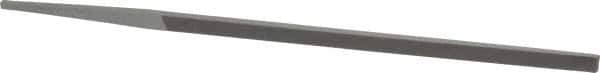 Grobet - 6" Standard Precision Swiss Pattern Narrow Pillar File - Double Cut, 5/16" Width Diam x 9/64" Thick, With Tang - Apex Tool & Supply