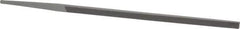 Grobet - 6" Standard Precision Swiss Pattern Narrow Pillar File - Double Cut, 5/16" Width Diam x 9/64" Thick, With Tang - Apex Tool & Supply