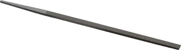 Grobet - 6" Standard Precision Swiss Pattern Narrow Pillar File - Double Cut, 1/4" Width Diam x 9/64" Thick, With Tang - Apex Tool & Supply