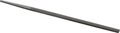 Grobet - 6" Standard Precision Swiss Pattern Narrow Pillar File - Double Cut, 1/4" Width Diam x 9/64" Thick, With Tang - Apex Tool & Supply