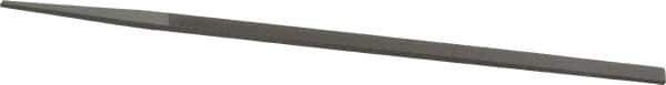 Grobet - 8" Standard Precision Swiss Pattern Narrow Pillar File - Double Cut, 11/32" Width Diam x 11/64" Thick, With Tang - Apex Tool & Supply