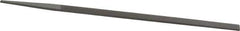 Grobet - 8" Standard Precision Swiss Pattern Narrow Pillar File - Double Cut, 11/32" Width Diam x 11/64" Thick, With Tang - Apex Tool & Supply