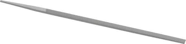 Grobet - 8" Standard Precision Swiss Pattern Narrow Pillar File - Double Cut, 11/32" Width Diam x 11/64" Thick, With Tang - Apex Tool & Supply