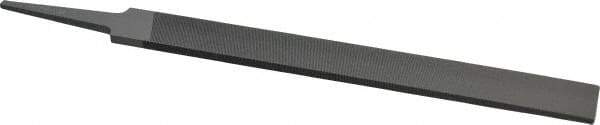 Grobet - 8" Standard Precision Swiss Pattern Hand File - Double Cut, 29/32" Width Diam x 3/16" Thick, With Tang - Apex Tool & Supply