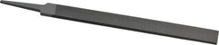 Grobet - 8" Standard Precision Swiss Pattern Hand File - Double Cut, 29/32" Width Diam x 3/16" Thick, With Tang - Apex Tool & Supply
