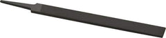 Grobet - 8" Standard Precision Swiss Pattern Hand File - Double Cut, 29/32" Width Diam x 3/16" Thick, With Tang - Apex Tool & Supply