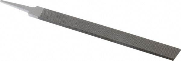 Grobet - 10" Standard Precision Swiss Pattern Hand File - Double Cut, 1" Width Diam x 1/4" Thick, With Tang - Apex Tool & Supply