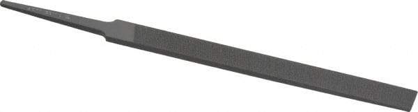 Grobet - 4" Standard Precision Swiss Pattern Regular Pillar File - Double Cut, 3/8" Width Diam x 1/8" Thick, With Tang - Apex Tool & Supply